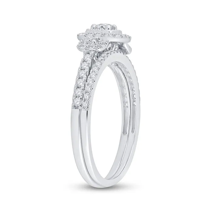 gndatlanta Rings 14k White Gold Round Diamond Bridal Wedding Ring Set 12 Cttw Size 5