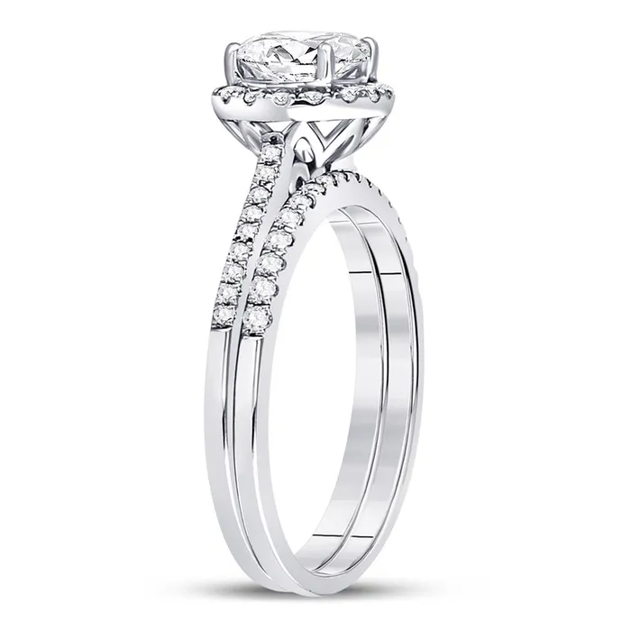 gndatlanta Rings 14k White Gold Round Diamond Bridal Wedding Ring Set 138 Ctw Certified