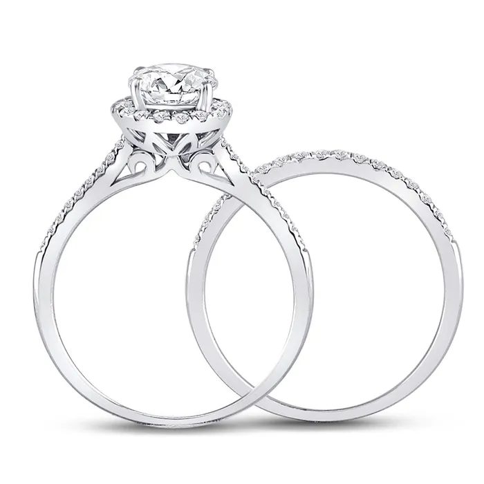gndatlanta Rings 14k White Gold Round Diamond Bridal Wedding Ring Set 138 Ctw Certified