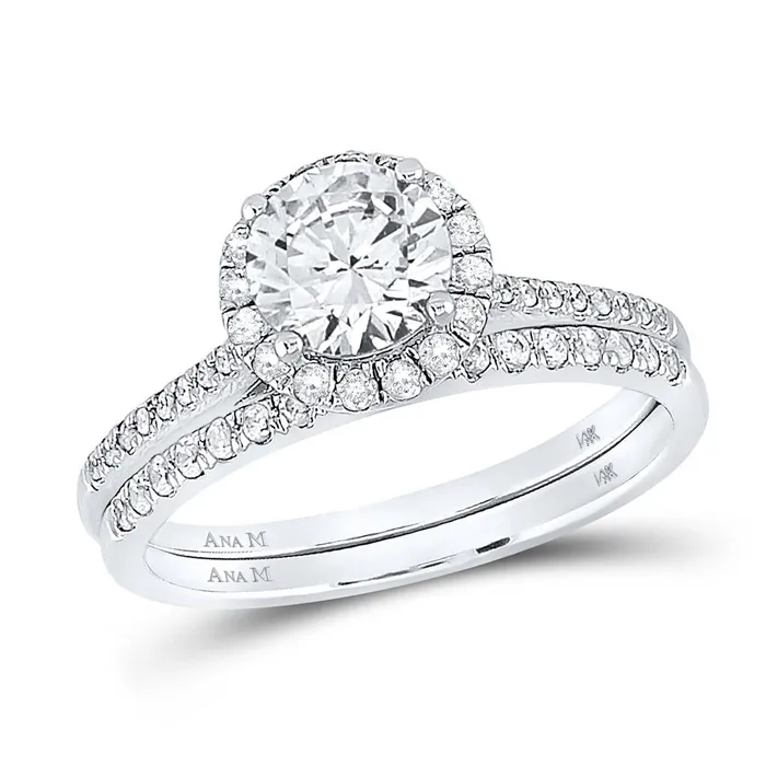 gndatlanta Rings 14k White Gold Round Diamond Bridal Wedding Ring Set 138 Ctw Certified