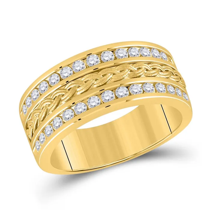 gndatlanta Rings 14k Yellow Gold Round Diamond Braid Wedding Band Ring 1 Cttw gndatlanta Rings 14k Yellow Gold Round Diamond Braid Wedding Band Ring 1 Cttw