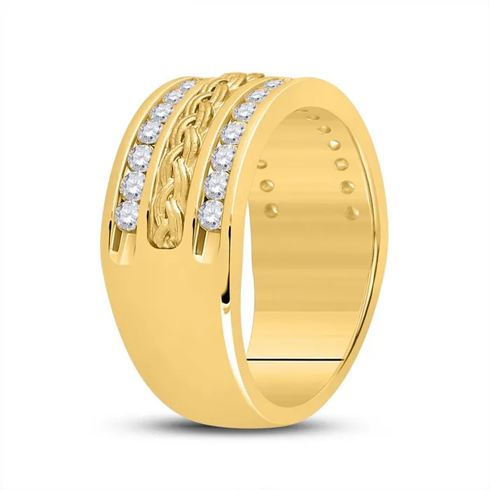 gndatlanta Rings 14k Yellow Gold Round Diamond Braid Wedding Band Ring 1 Cttw