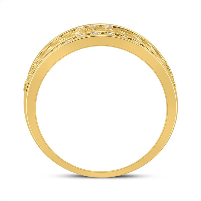 gndatlanta Rings 14k Yellow Gold Round Diamond Braid Wedding Band Ring 1 Cttw