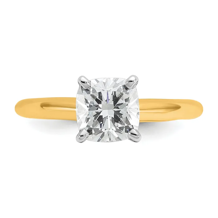 Goldia 14k Twotone 1 12 Ct Certified Lab Grown Diamond VSSI G Cushion Solitare Engagement Ring Rings