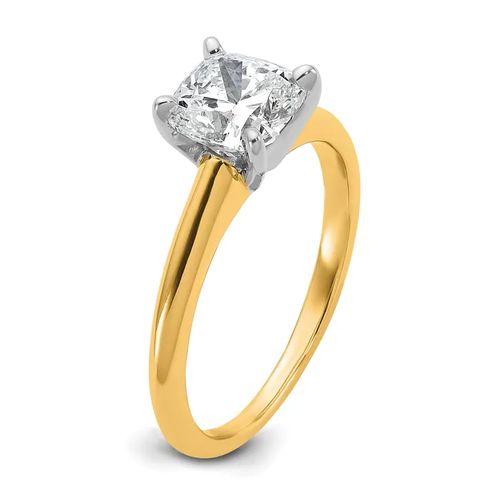 Goldia 14k Twotone 1 12 Ct Certified Lab Grown Diamond VSSI G Cushion Solitare Engagement Ring Rings