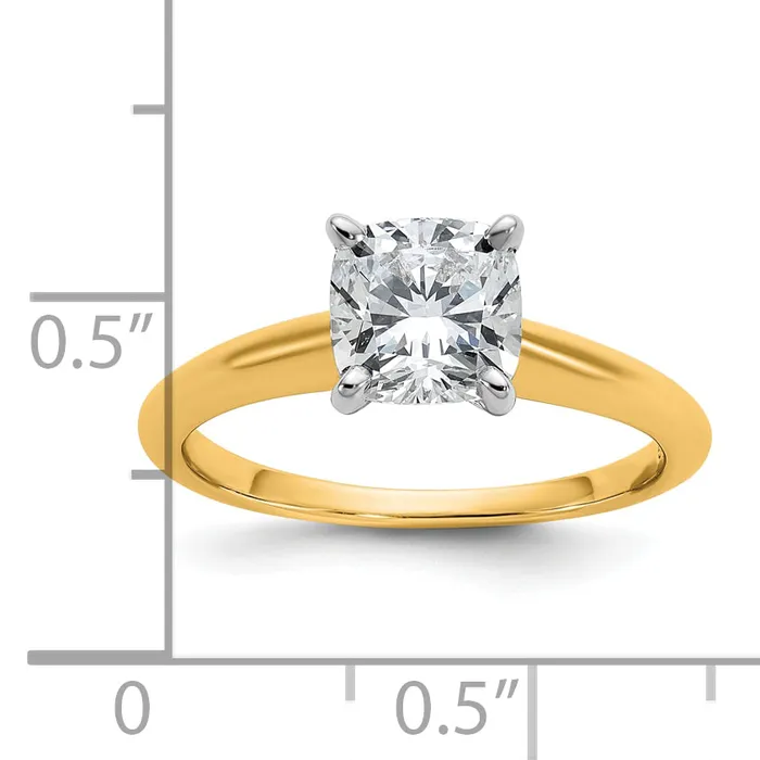 Goldia 14k Twotone 1 12 Ct Certified Lab Grown Diamond VSSI G Cushion Solitare Engagement Ring Rings