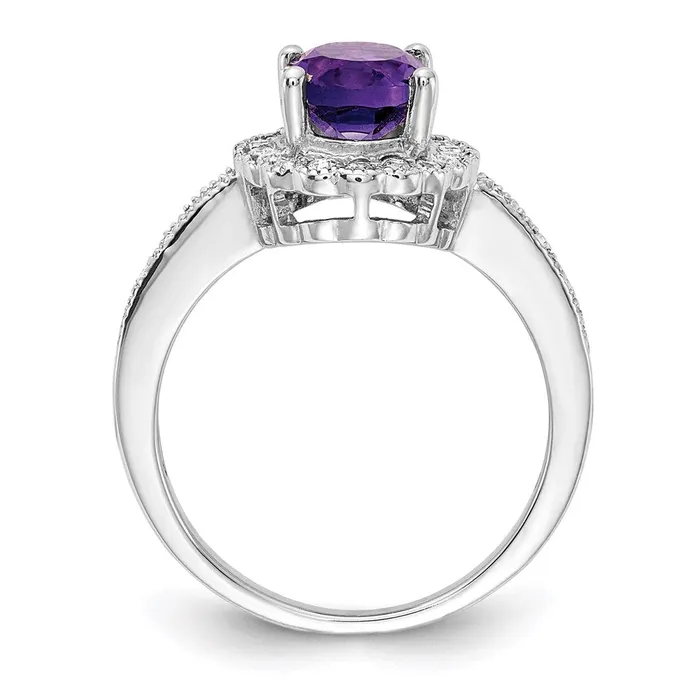 Goldia 14k White Gold 8x6mm Oval Amethyst A Real Diamond ring Rings