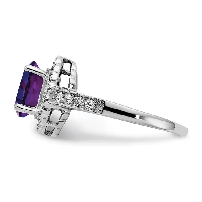 Goldia 14k White Gold 8x6mm Oval Amethyst A Real Diamond ring Rings