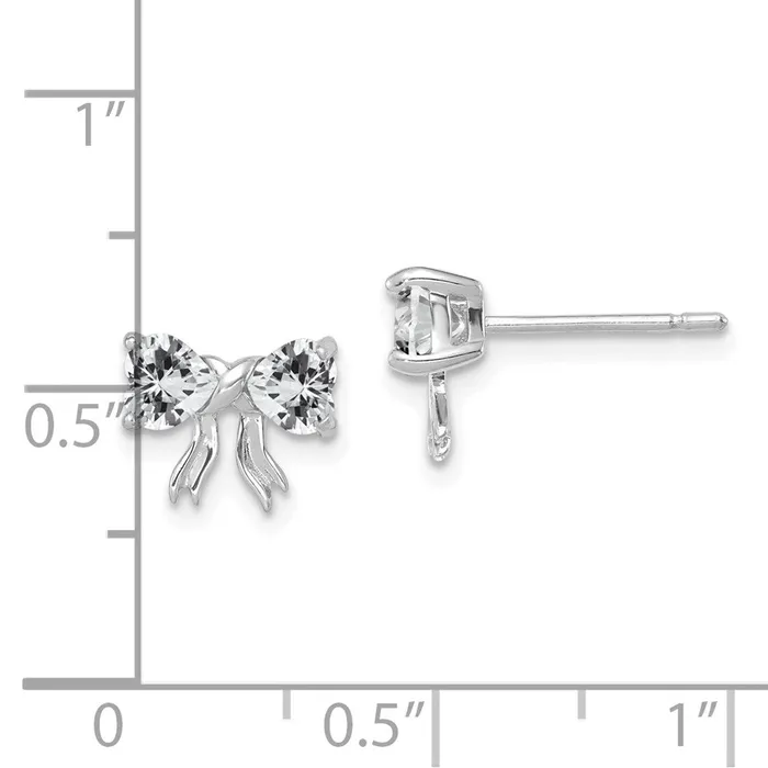 Goldia 14k White Gold Polished White Topaz Bow Post Earrings Earrings