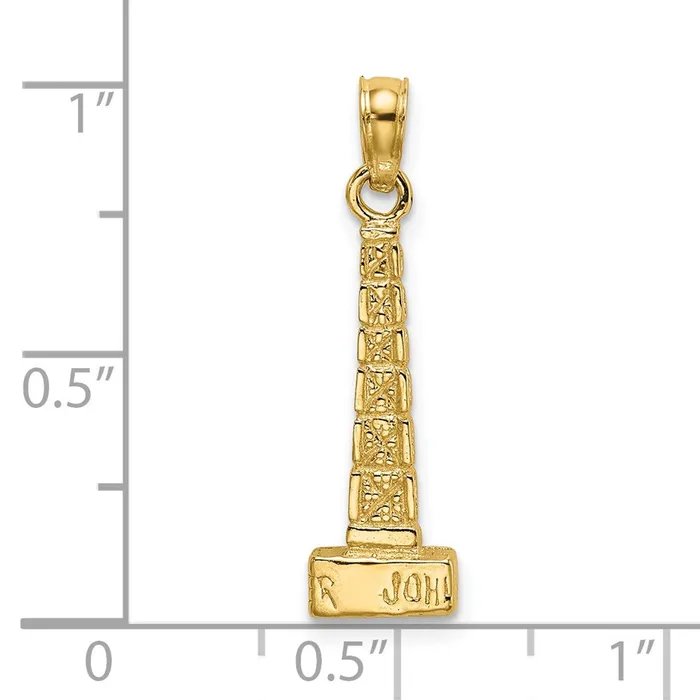 Goldia 14k Yellow Gold 3D John Hancock Building Chicago Charm Charm Necklaces