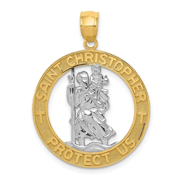Goldia 14k Yellow Rhodium Gold wRhodium St Christopher Pendant PreStyled Sets Goldia 14k Yellow Rhodium Gold wRhodium St Christopher Pendant PreStyled Sets