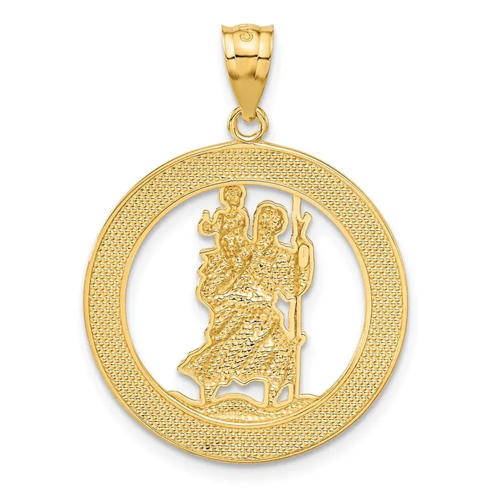 Goldia 14k Yellow Rhodium Gold wRhodium St Christopher Pendant PreStyled Sets