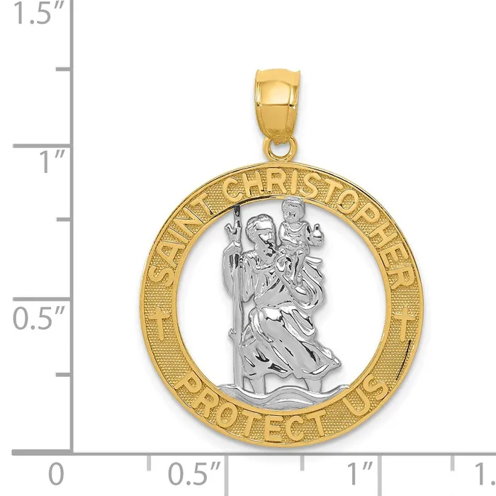 Goldia 14k Yellow Rhodium Gold wRhodium St Christopher Pendant PreStyled Sets