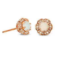 Goldia 50mm LabCreated Opal and White Sapphire Flower Frame Stud Earrings in Sterling Silver with 14K Rose Gold Plate Earrings Goldia 50mm LabCreated Opal and White Sapphire Flower Frame Stud Earrings in Sterling Silver with 14K Rose Gold Plate Earrings