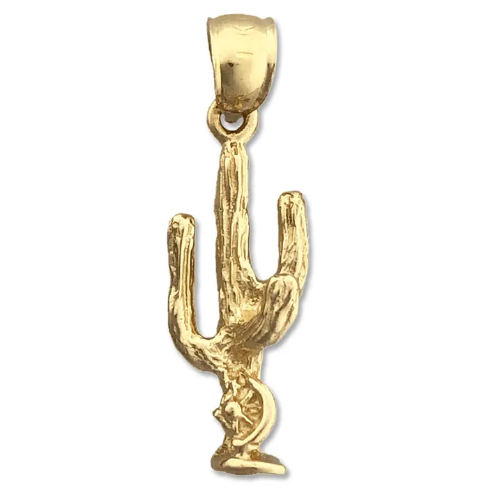 Goldia Charm Necklaces 14K Gold 3 Dimensional Cactus Charm