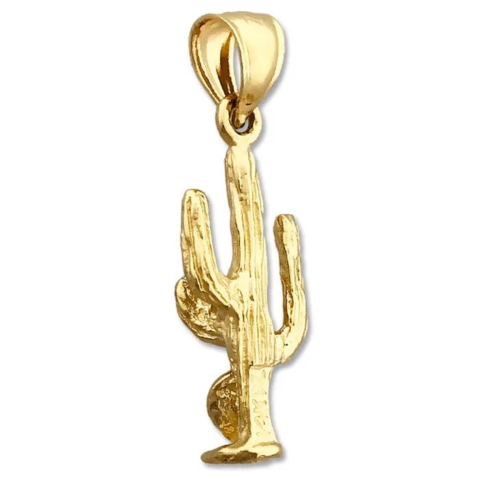 Goldia Charm Necklaces 14K Gold 3 Dimensional Cactus Charm