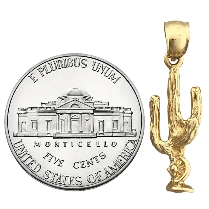 Goldia Charm Necklaces 14K Gold 3 Dimensional Cactus Charm