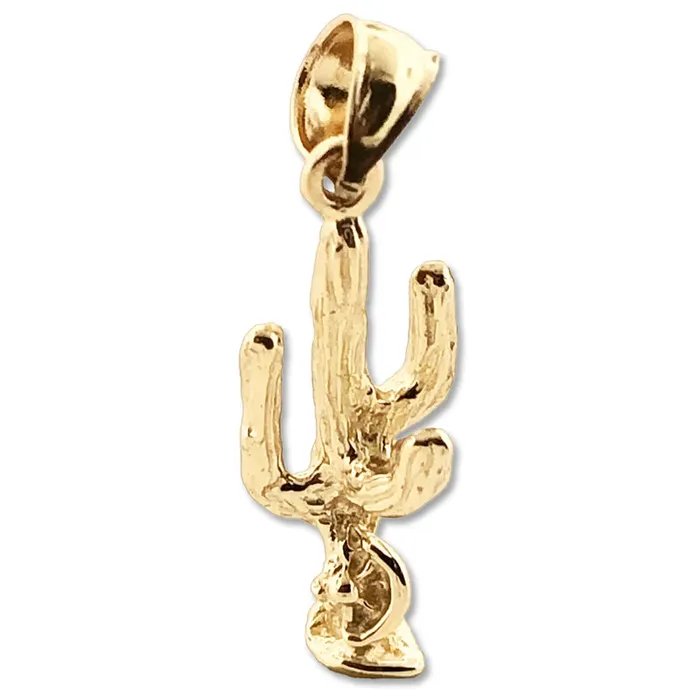 Goldia Charm Necklaces 14K Gold 3 Dimensional Cactus Charm
