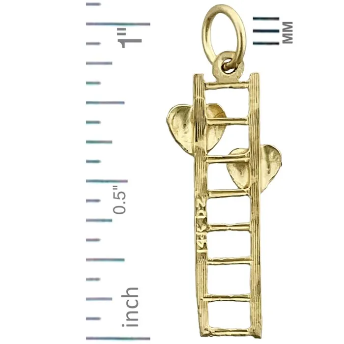 Goldia Charm Necklaces 14K Gold Two Hearts with Ladder Charm
