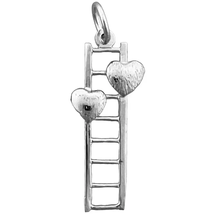 Goldia Charm Necklaces 14K Gold Two Hearts with Ladder Charm