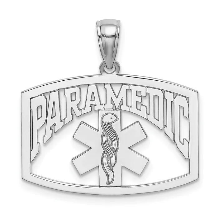 Goldia Charm Necklaces 14k White Gold CutOut PARAMEDIC Charm