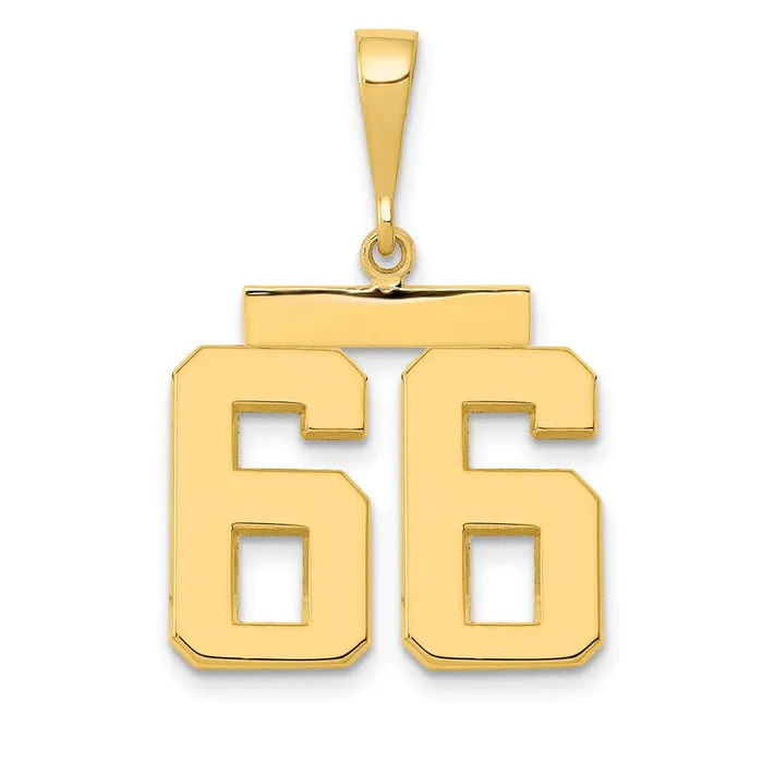 Goldia Charm Necklaces 14k Yellow Gold Medium Polished Number 66 Charm