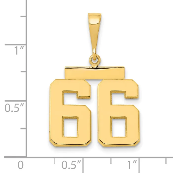 Goldia Charm Necklaces 14k Yellow Gold Medium Polished Number 66 Charm
