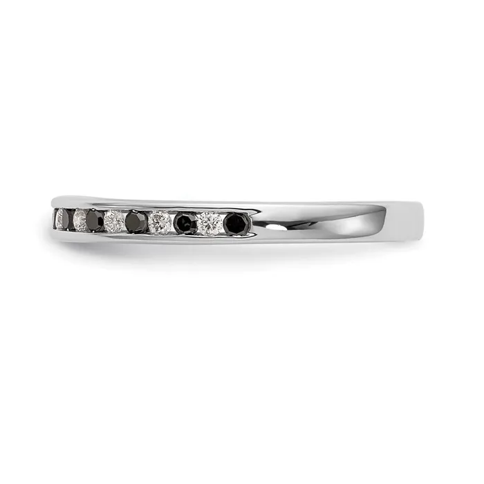 Goldiacom 14K White Gold Black White Real Diamond Band Rings