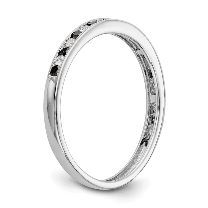 Goldiacom 14K White Gold Black White Real Diamond Band Rings