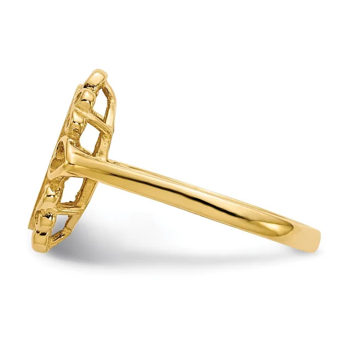 Goldiacom Rings 14K Yellow Gold 115x60mm Open Back AA Real Diamond Signet Ring