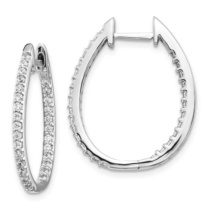 Goldia Earrings 14k White Gold InOut Real Diamond Hinged Hoop Earrings Goldia Earrings 14k White Gold InOut Real Diamond Hinged Hoop Earrings