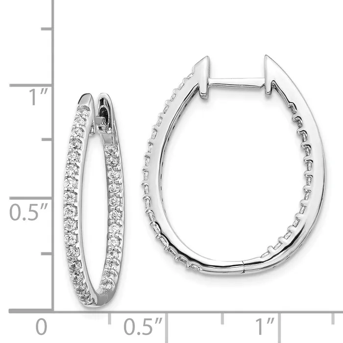 Goldia Earrings 14k White Gold InOut Real Diamond Hinged Hoop Earrings