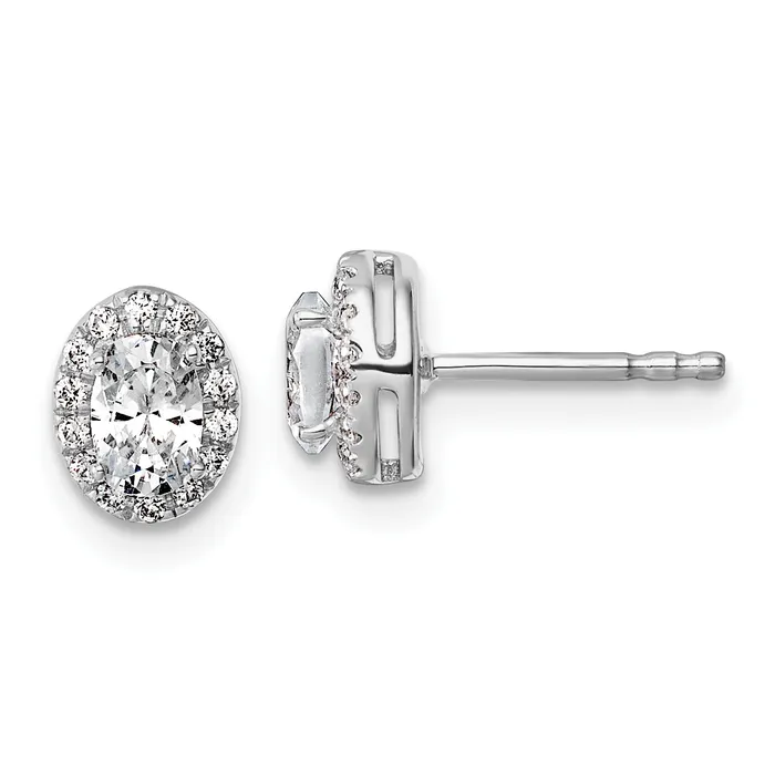 Goldia Earrings 14K White Gold Lab Grown Diamond VSSI FGH Oval Halo Earrings