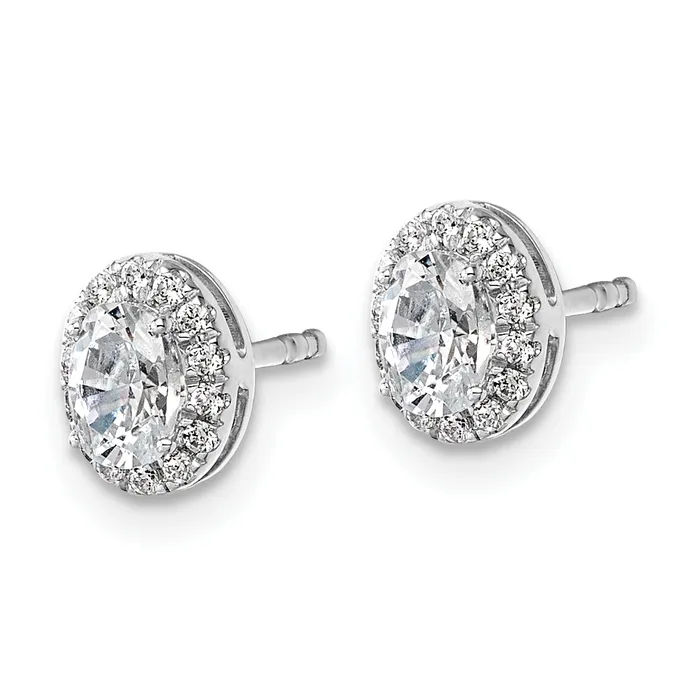 Goldia Earrings 14K White Gold Lab Grown Diamond VSSI FGH Oval Halo Earrings