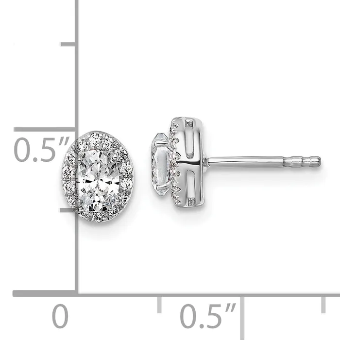 Goldia Earrings 14K White Gold Lab Grown Diamond VSSI FGH Oval Halo Earrings