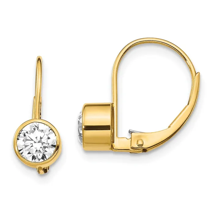 Goldia Earrings 14k Yellow Gold 5mm Cubic Zirconia Leverback Earrings