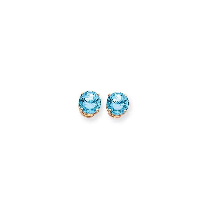 Goldia Earrings 14k Yellow Gold 9mm Blue Topaz Checker Earrings