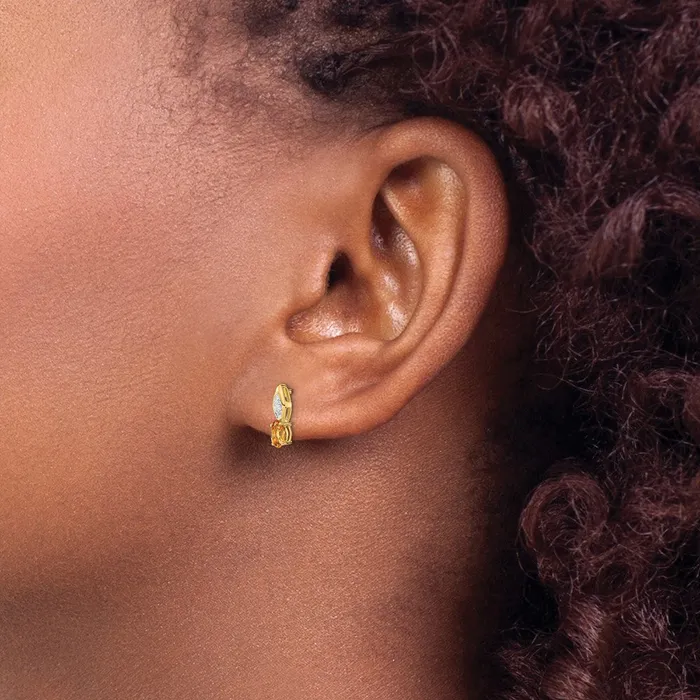 Goldia Earrings 14k Yellow Gold Citrine and Diamond Post Earrings