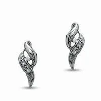 Goldia Earrings Diamond Accent Swirl Earrings in Sterling Silver