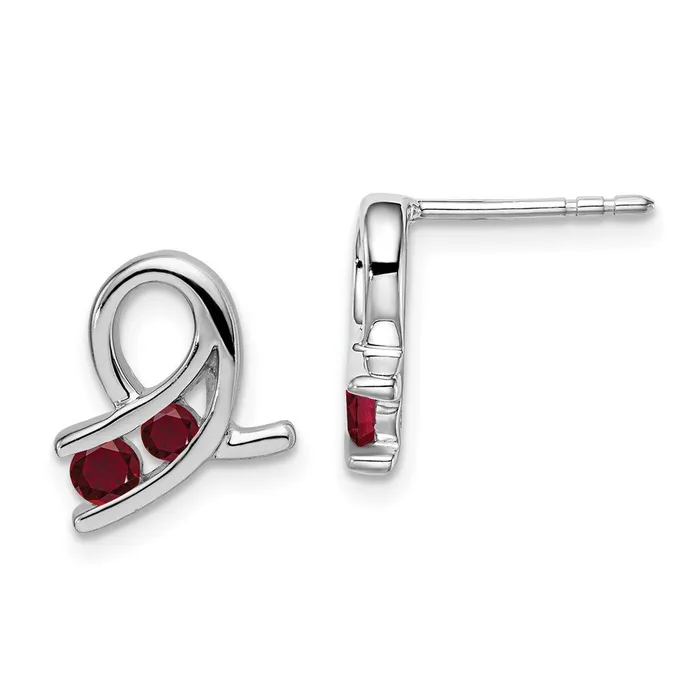 Goldia Earrings Solid 14k White Gold Created Simulated Ruby Earrings