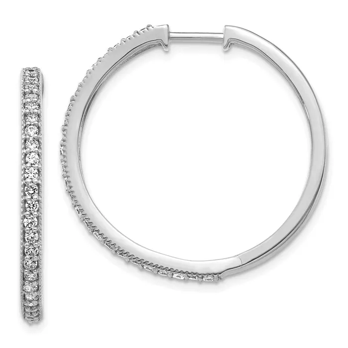Goldia Earrings Solid 14k White Gold Simulated CZ Milgrain Hoop Earrings Goldia Earrings Solid 14k White Gold Simulated CZ Milgrain Hoop Earrings