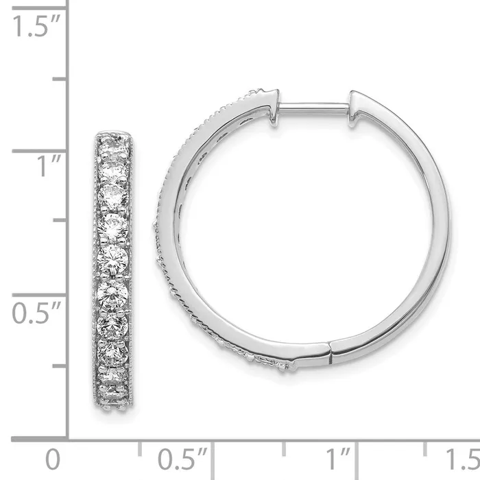 Goldia Earrings Solid 14k White Gold Simulated CZ Milgrain Hoop Earrings Goldia Earrings Solid 14k White Gold Simulated CZ Milgrain Hoop Earrings