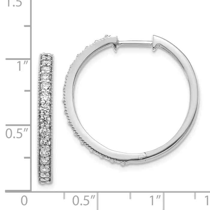 Goldia Earrings Solid 14k White Gold Simulated CZ Milgrain Hoop Earrings Goldia Earrings Solid 14k White Gold Simulated CZ Milgrain Hoop Earrings