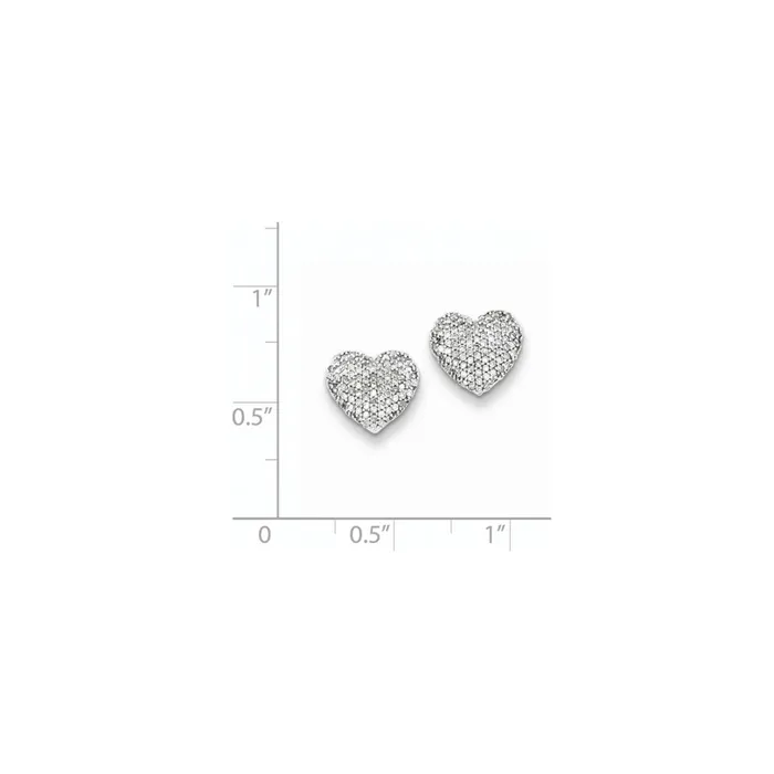Goldia Earrings Sterling Silver Diamond Heart Screwback Post Earrings