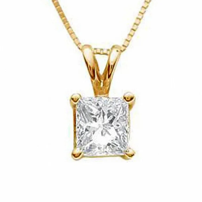 Goldia PreStyled Sets 1 CT Certified PrincessCut Natural Clarity Enhanced Solitaire Pendant in 18K Gold ISI2 Goldia PreStyled Sets 1 CT Certified PrincessCut Natural Clarity Enhanced Solitaire Pendant in 18K Gold ISI2