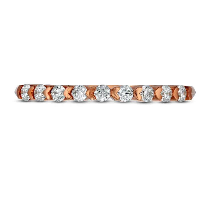 Goldia Rings 025 CT TW Natural Diamond and Alternating Sideways Hearts Stackable Band in Solid 10K Rose Gold Goldia Rings 025 CT TW Natural Diamond and Alternating Sideways Hearts Stackable Band in Solid 10K Rose Gold