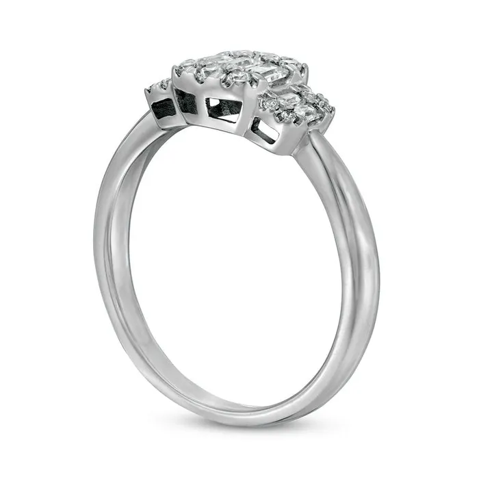 Goldia Rings 033 CT TW Baguette and Round Composite Natural Diamond Three Stone Ring in Solid 10K White Gold Goldia Rings 033 CT TW Baguette and Round Composite Natural Diamond Three Stone Ring in Solid 10K White Gold