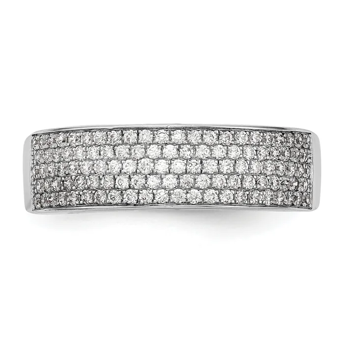 Goldia Rings 054ct CZ Solid Real 14K White Gold Micro Pave Wedding Band Ring