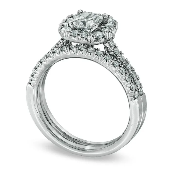 Goldia Rings 063 CT TW CushionCut Natural Diamond Frame Bridal Engagement Ring Set in Solid 14K White Gold Goldia Rings 063 CT TW CushionCut Natural Diamond Frame Bridal Engagement Ring Set in Solid 14K White Gold