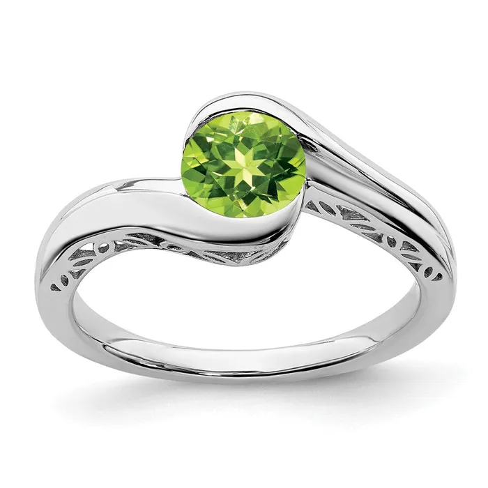 Goldia Rings 14k White Gold Peridot Bypass Ring